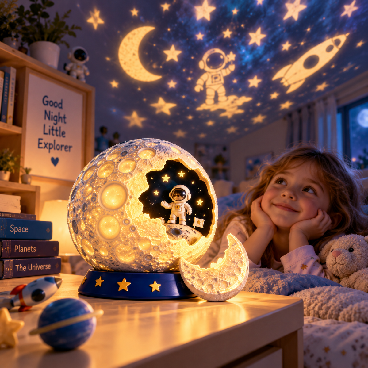 Coawfg™Magical Moon & Space Projection Night Light for Kids